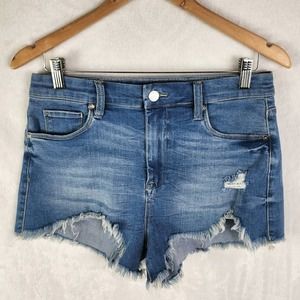 Blank NYC Wedgie distressed cut off stretch denim shorts. EUC